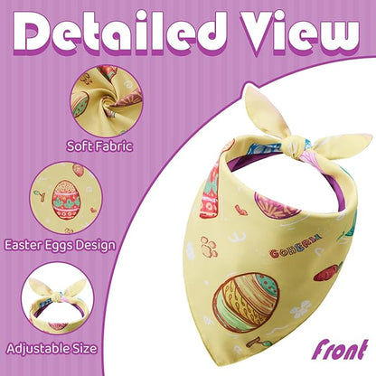 Easter Dog Bandana, Colorful Easter Egg Puppy Scarf, Adjustable Triangle - Image 6