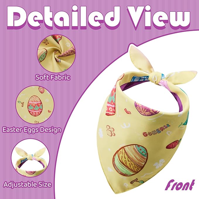 Easter Dog Bandana, Colorful Easter Egg Puppy Scarf, Adjustable Triangle - Image 6