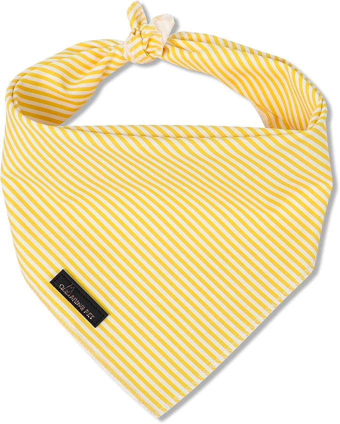 ARING PET Stripe Dog Bandanas, Cute Yellow Pet Bandana Scarf Triangle Bib by ARINGPET