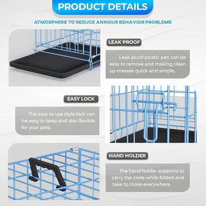 FDW Dog Crate for Small Dogs 18 Inch Folding Metal Wire Pet Cage Single Door - Image 5