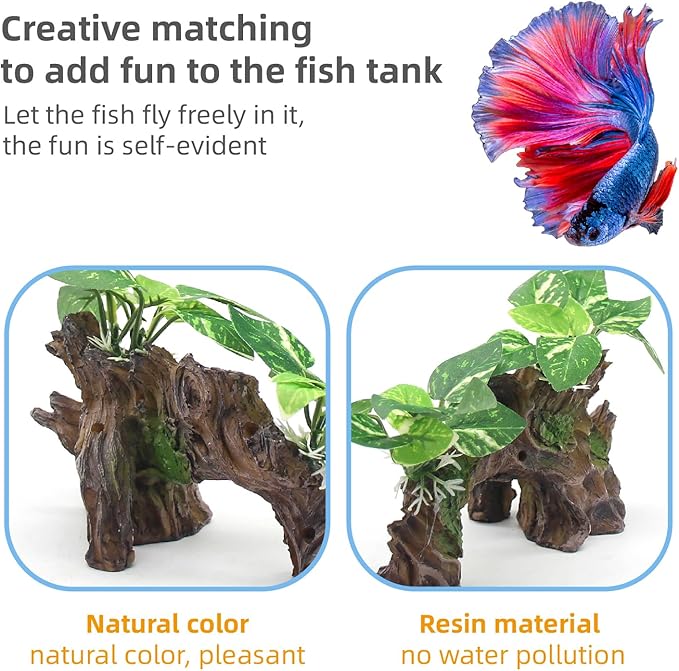 relaqcc Aquarium Decor Ornaments Artifical Driftwood Cave Fish Tank Decorations - Image 4