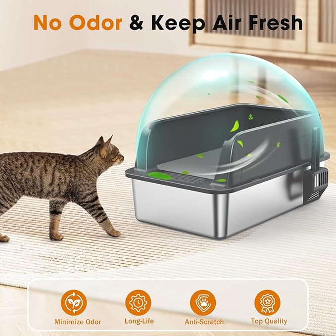 2PACK Stainless Steel Litter Box, Extra Large Litter Boxes - Image 4