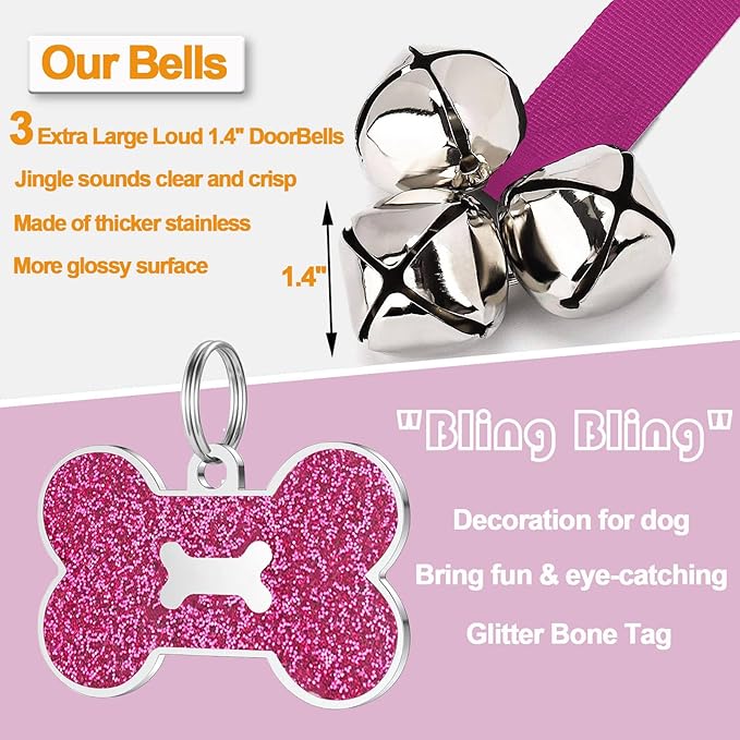 2 Pack Dog Bells, Puppy Potty Training Bell Dog Doorbell Potty Train Dog Bell - Image 3