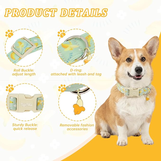 Cute Banana Pattern Dog Collar, Spring Summer Design Puppy Collar, Cotton - Image 2