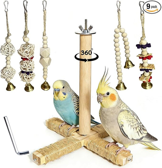 360° Rotating Bird Perch Stand by PINEPOP