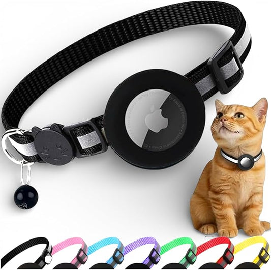 AirTag Cat Collar with AirTag Holder, Breakaway Reflective Cat Tracker Collar by AmazeGoods