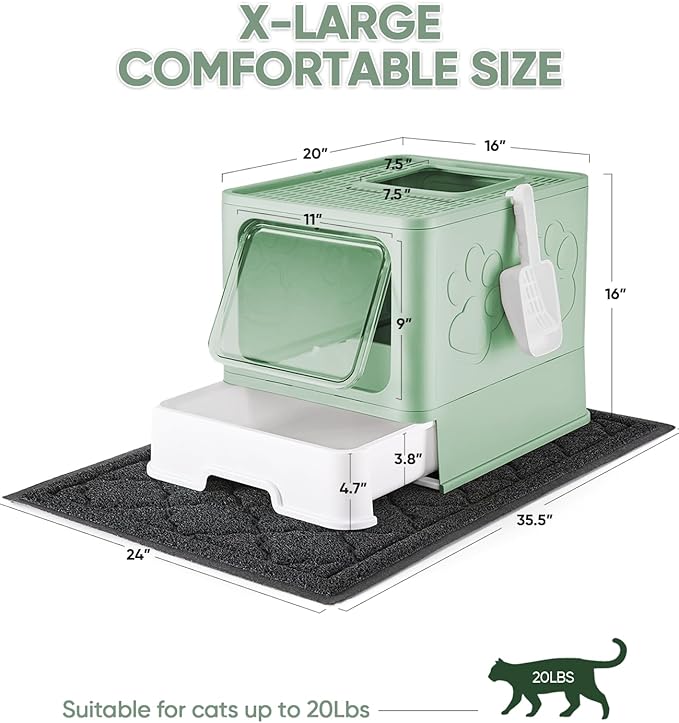 Medario Cat Litter Box with X-Large Litter Mat and Scoop, Large Covered Litter - Image 4