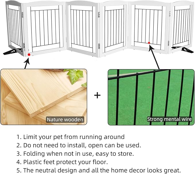 ZJSF Freestanding Dog Fence Indoor, Foldable Dog Gate - Image 6
