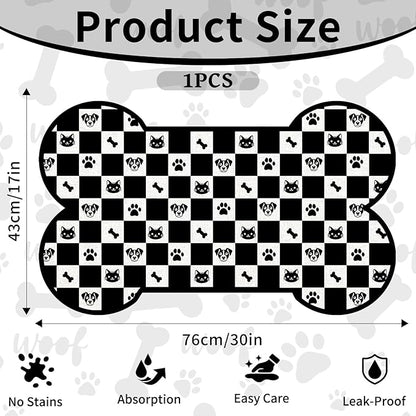 Pet Dog Cat Food Mat, Absorbent Bone Shaped Dog Bowl Mats - Image 3