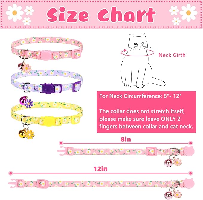 Breakaway Cat Collars with Bell & Cute Pendants, 3 Pack Safety Buckle Kitten - Image 5