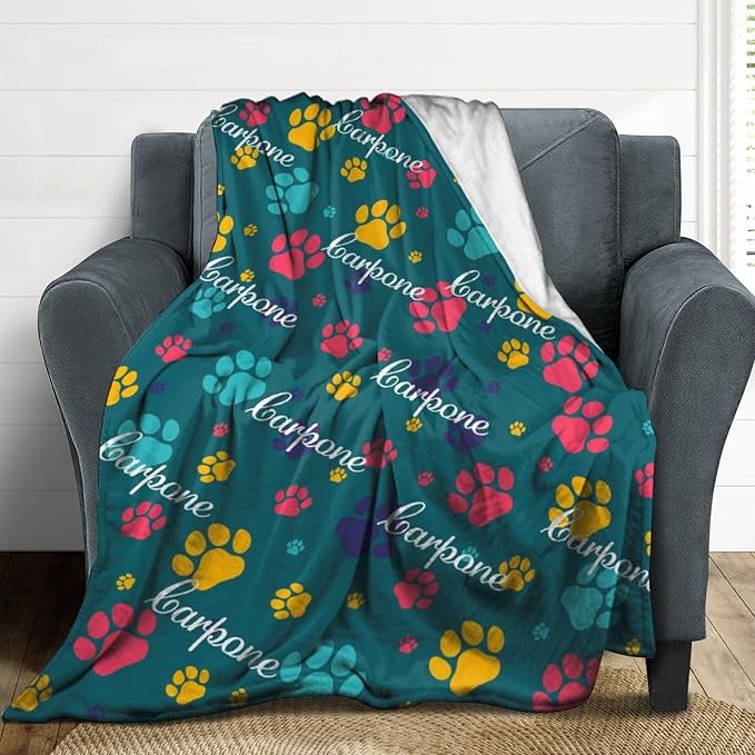 Personalized Paw Print Dog Blanket - Image 4