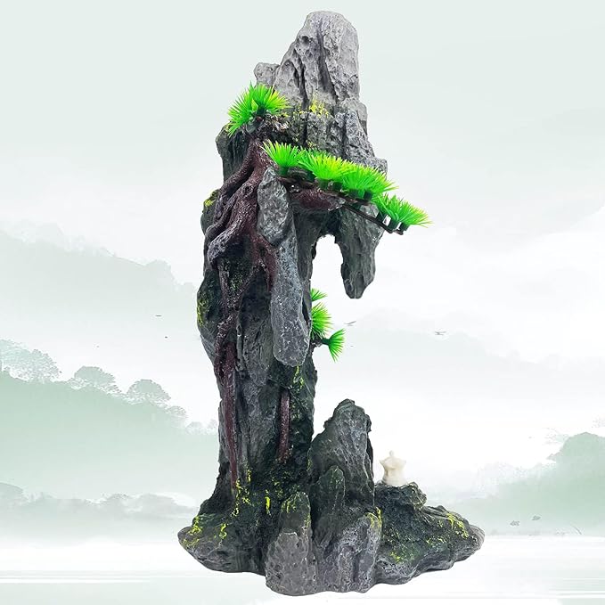 Tall Aquarium Mountain View Stone Decorations Aquarium Ornament Rock Cave by VMCN
