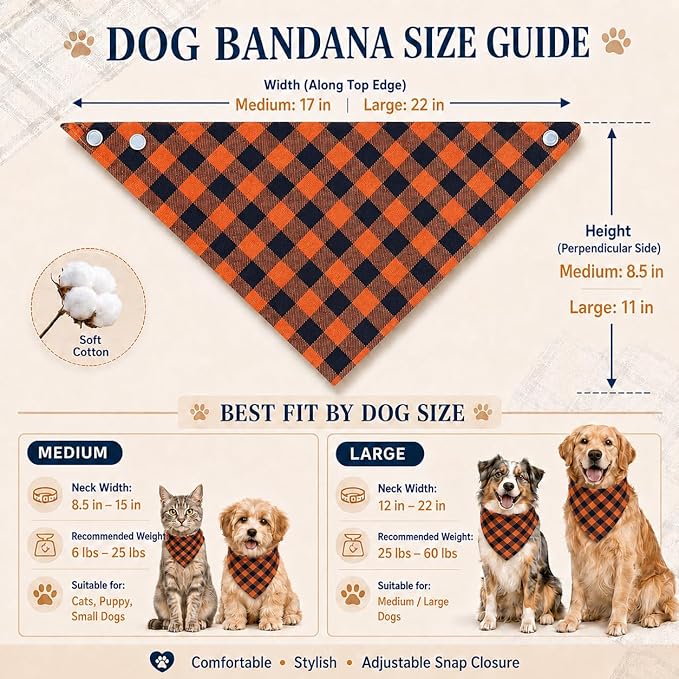 Orange & Black Plaid Dog Bandana - Image 2