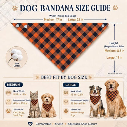 Orange & Black Plaid Dog Bandana - Image 2