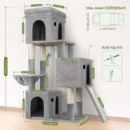 Globlazer 52in Cat Tower for Multiple Indoor Cats, Heavy Duty Multi-Level Cat - Image 6