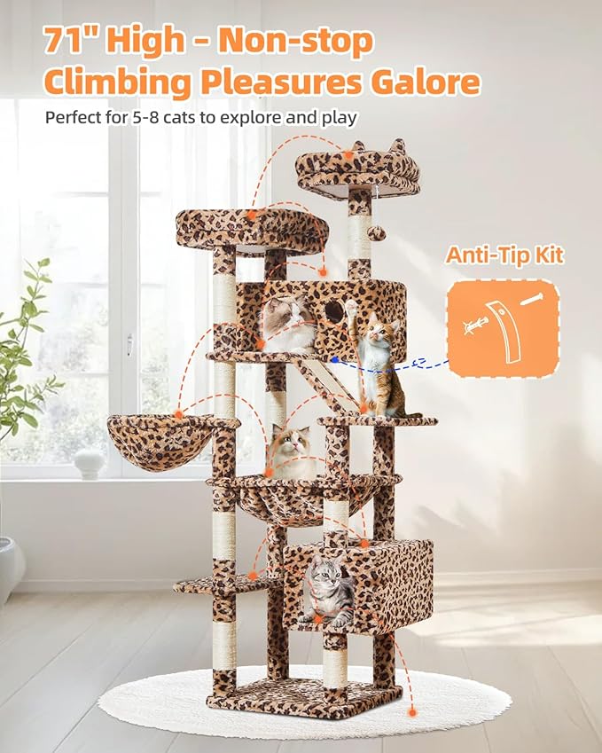 Taoqimiao Cat Tree 71-Inch, Cat Tower - Image 8