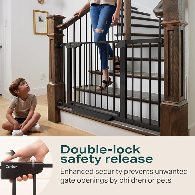 Cumbor 30-46" Baby Gate for Stairs, Mom's Choice Awards Winner-Auto Close Dog - Image 4