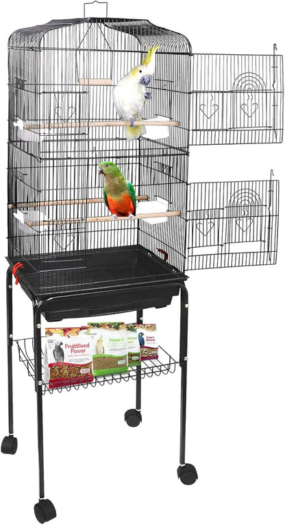 SUPER DEAL 59.3 Rolling Bird Cage Large Wrought Iron Cage by Superdeal