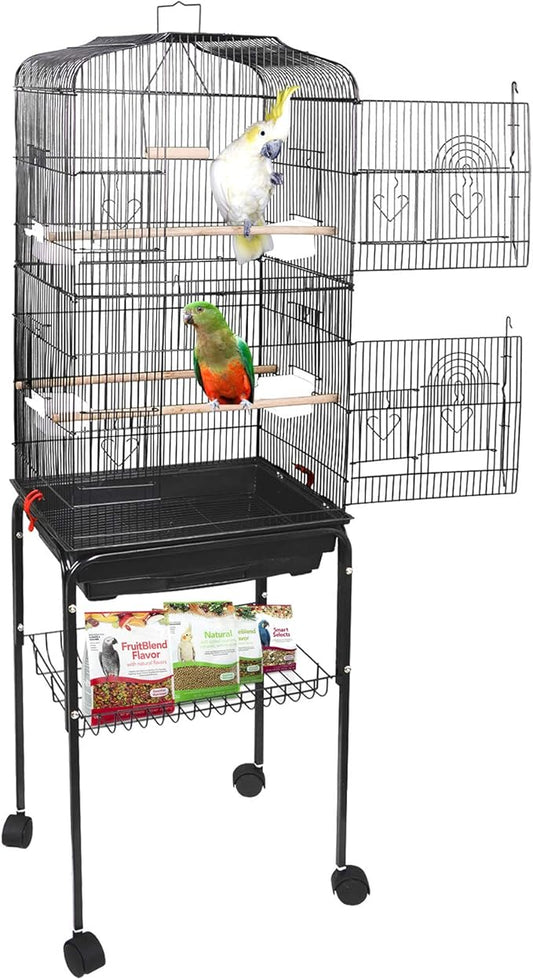 SUPER DEAL 59.3 Rolling Bird Cage Large Wrought Iron Cage by Superdeal