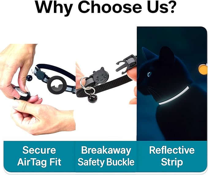 AirTag Cat Collar with AirTag Holder, Breakaway Reflective Cat Tracker Collar - Image 9