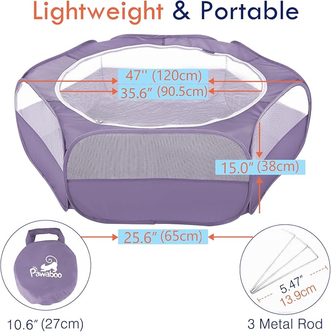 Pawaboo Small Animals Playpen, Waterproof Small Pet Cage Tent - Image 6