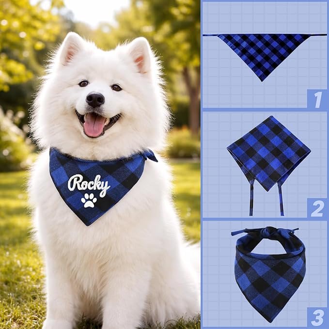 Personalized Dog Scarf Embroidered Name, Custom Dog Bandana - Image 5