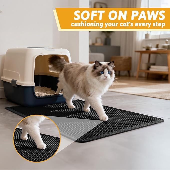 Pieviev Cat Litter Mat Double Layer Waterproof Urine Proof Trapping Mat 1 Pack) - Image 4