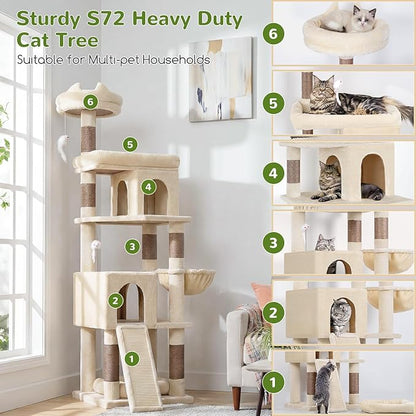 Globlazer Heavy Duty Cat Trees for Large Cats, Sturdy 72in Maine Coon Cat Tree - Image 2