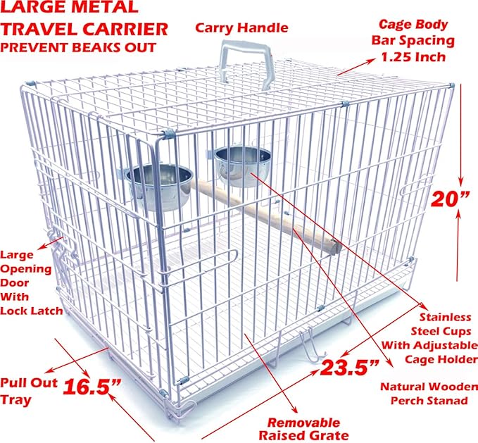 Large Portable Durable Metal Travel or Veterinary Easy Collapsable Parrot Bird - Image 2