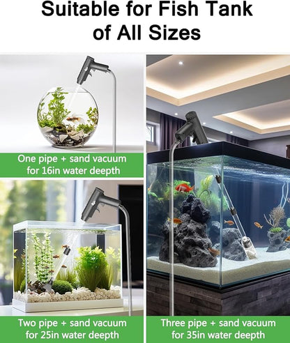 AQQA Aquarium Gravel Cleaner, 4-in-1 Upgrade Suction Power Manual Fish Tank - Image 4