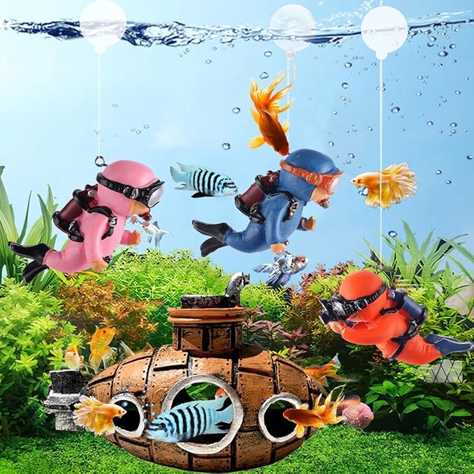 2-Pack Tank Decorations, Cute Little Diver, Aquarium Decoration Accessories - Image 7