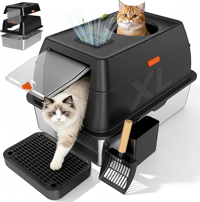 Extra Large Stainless Steel Litter Box by Tevila
