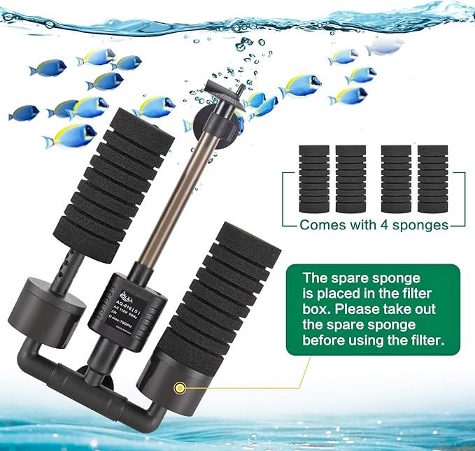 AQQA Aquarium Electric Power Sponge Filter, 3W/5W Silence Submersible Foam - Image 5