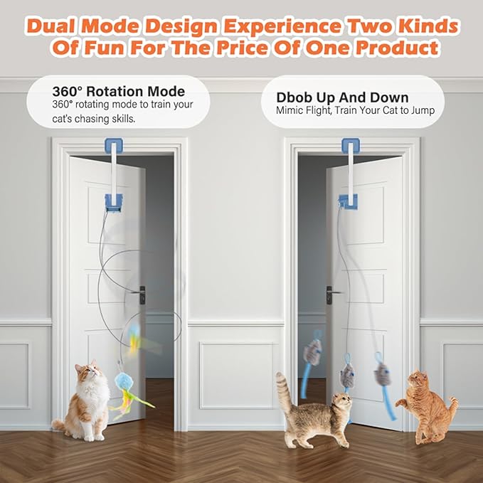 Interactive Cat Toy, Flapping Bird & Rotating Feather Teaser - Image 3