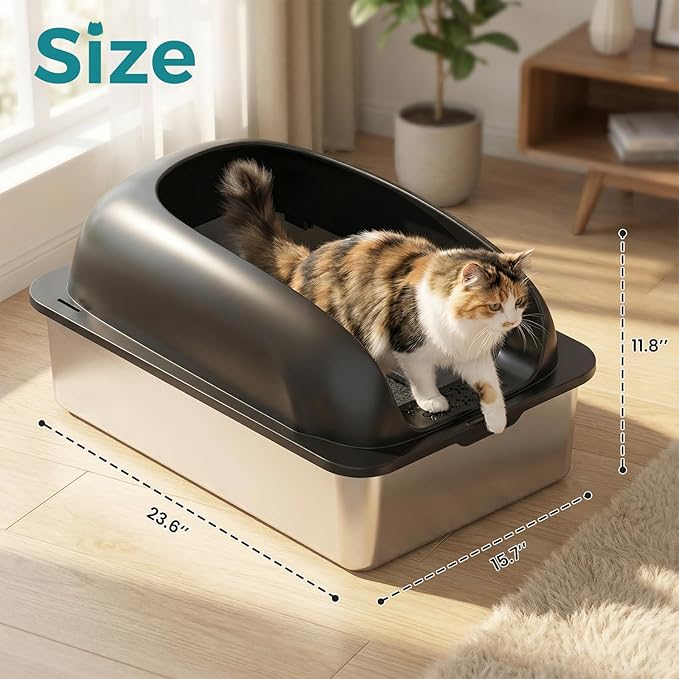 OLIXIS Stainless Steel Cat Litter Box - Image 5
