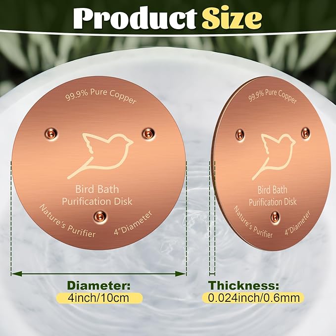 2PCS Bird Bath Copper Disk, Reinforced 99.99% Pure Copper Disc - Image 6