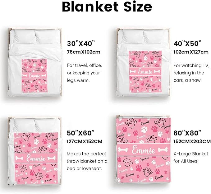 Personalized Dog Blankets with Name, Custom Paw Print Blanket - Image 7