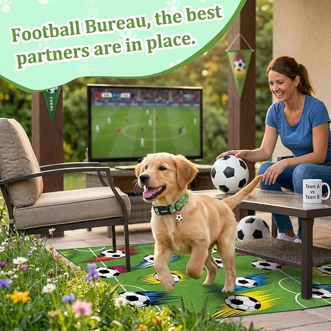 Soccer Dog Collar, Cute Green Puppy Collars - Image 5