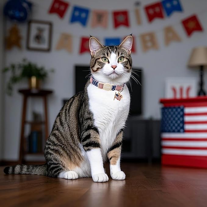2 Pack American Flag Cat Collars Breakaway - Image 6