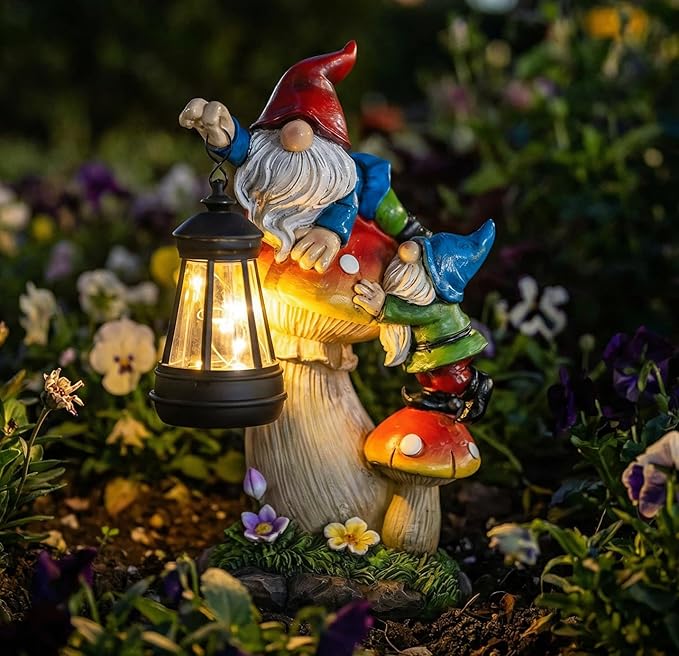 C&Y&G&X Solar Garden Gnome Statue, Waterproof Outdoor Mushroom Decor - Image 7