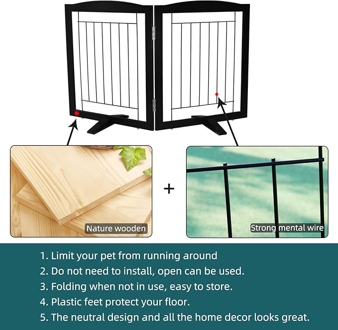 ZJSF Freestanding Dog Fence Indoor, Foldable Dog Gate - Image 6