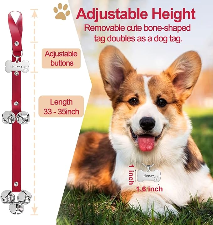 Leather Dog Bells, Puppy Potty Training Bell Dog Doorbell Potty Train Dog Bell - Image 4