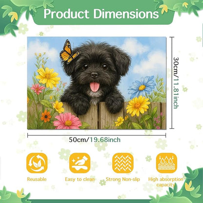 HOMETITUTE Dog Feeding Mat Butterfly Flower Pattern 20" x 12", Non Slip Dog Cat - Image 6