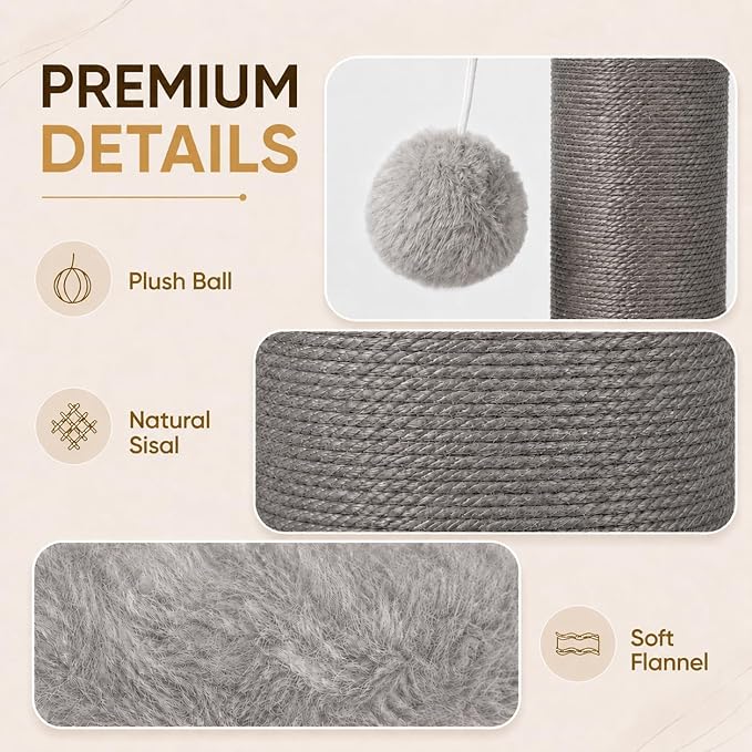 PAWSCRAT Cat Scratching Post 32 Inch High, 5.5 Inch Large Diameter Natural - Image 5