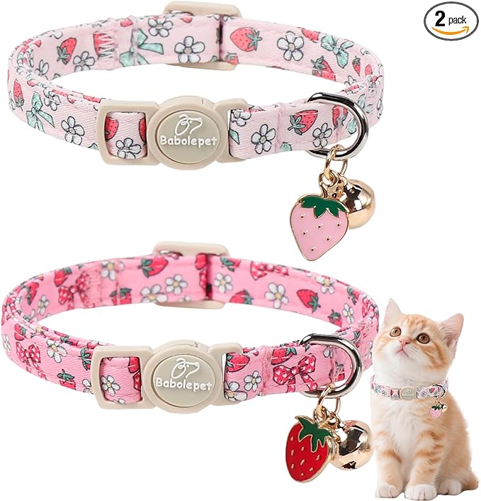 2 Pack Strawberry Cat Collars by Babolepet