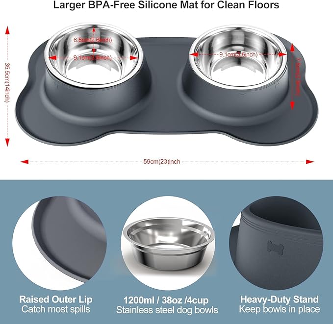 AsFrost Dog Food Bowls Stainless Steel Dog Food & Water Bowl Set - Image 4