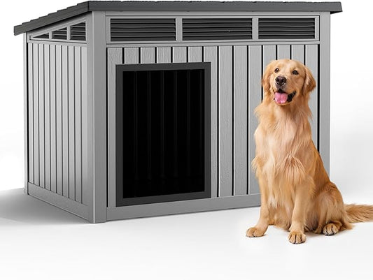 DRATO Dog House, Weatherproof Resin Outdoor Dog House by DRATOprovidesawarmandcozy
