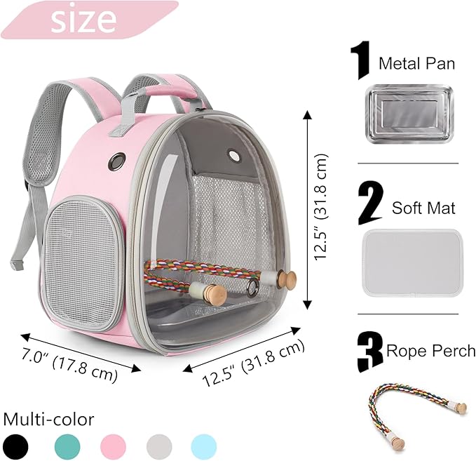 Small Bird Travel Backpack Carrier Cage, Backpack to Transport Backpack Carrier - Image 2
