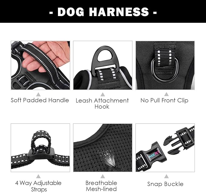 PHOEPET No Pull Dog Harnesses for Small Dogs Reflective Adjustable Front Clip - Image 4
