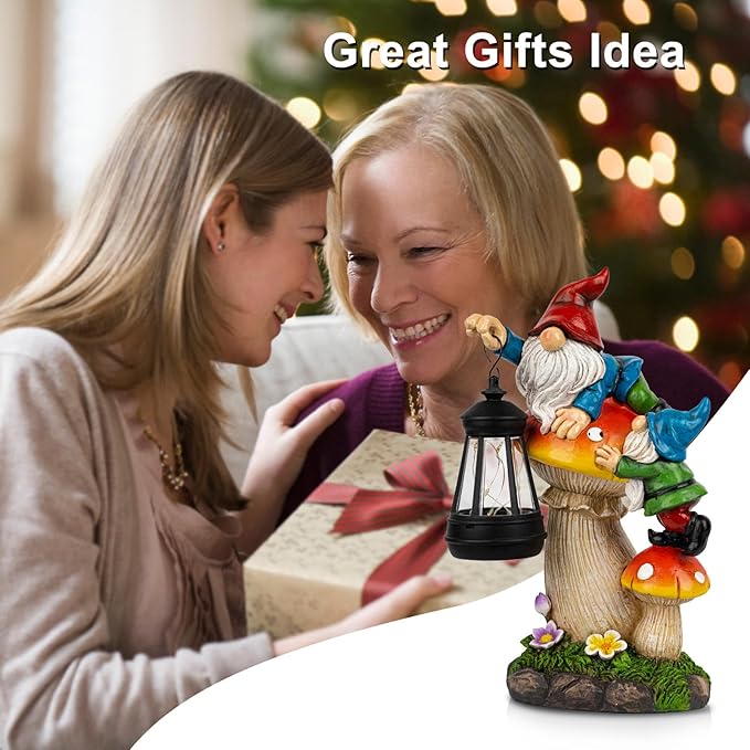 C&Y&G&X Solar Garden Gnome Statue, Waterproof Outdoor Mushroom Decor - Image 8